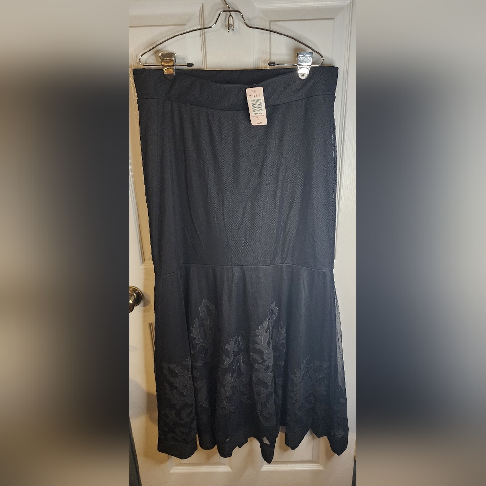 Torrid Black Fit And Flare Embroidered Maxi Skirt